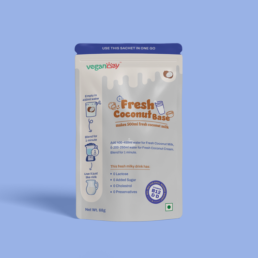 VeganDay Coconut Base (makes 1L Coconut Milk) | Fresh, Unsweetened & Plant-Based (PlantCa) | Just add water & blend | Dairy-free, Lactose-free | Zero added sugar, Zero Cholesterol, Zero Preservatives (Pack of 500ml x 2)