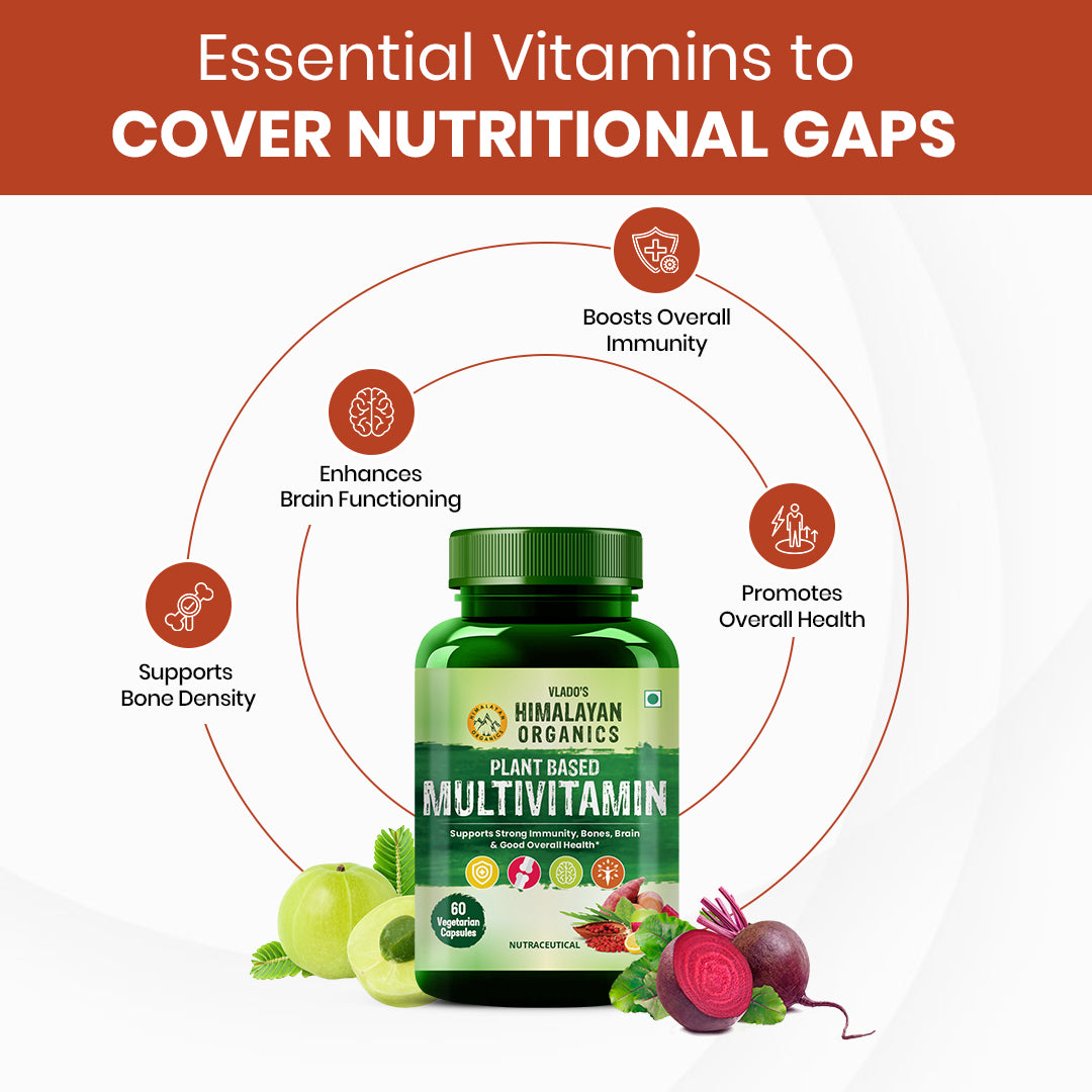 Vlado's Himalayan Organics Plant Based Multivitamin with 60+ Extracts- 60 Vegetarian Capsules