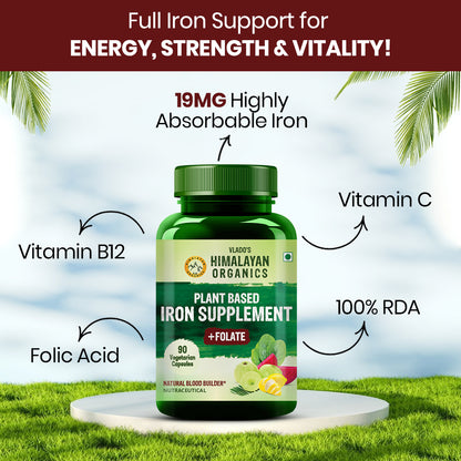 Vlado's Himalayan Organics Plant Based Iron with Folate - 90 Veg Capsules