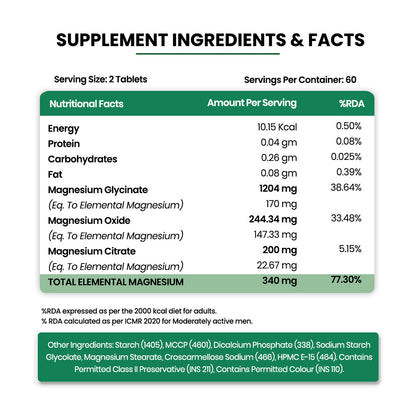 Vlado's Himalayan Organics Magnesium Complex Supplement | 1660mg- 120 Veg Tablets