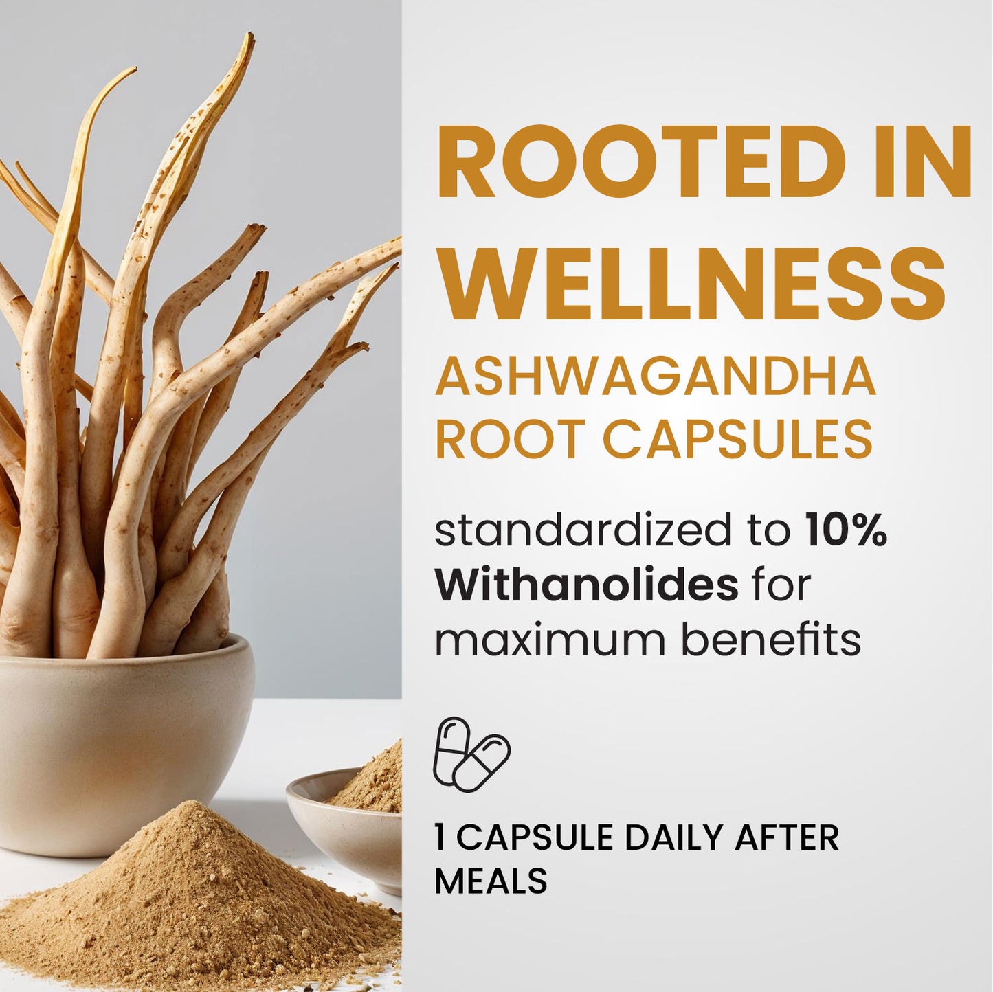 Vlado's Himalayan Organics Pure Ashwagandha Capsules | 10% Withanolides | 600 mg Ultra High Potency | Root-Only Extract | 30 Veg Capsules