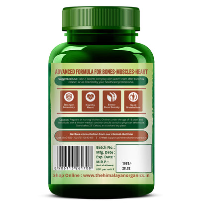 Vlado's Himalayan Organics Plant Based Calcium Magnesium Zinc D3 + K2 Supplement - 60 Veg Tablet