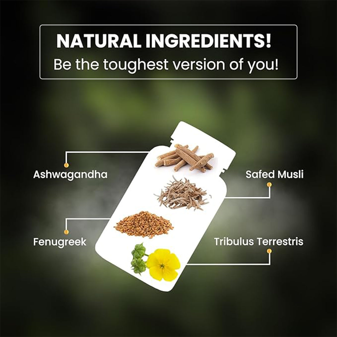 Vlado's Himalayan Organics Testosterone Support Supplement with Vitamin D3, Magnesium, Zinc, Tribulus, Ashwagandha & Safed Musli | Plant-Based Formula | 60 Veg Tablets