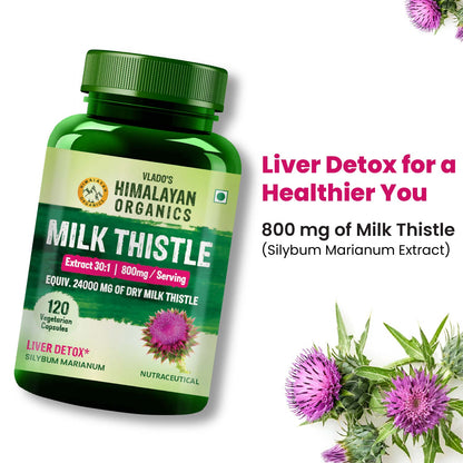 Vlado's Himalayan Organics Milk Thistle Extract Silymarin 800mg/Serve - 120 Veg Capsules