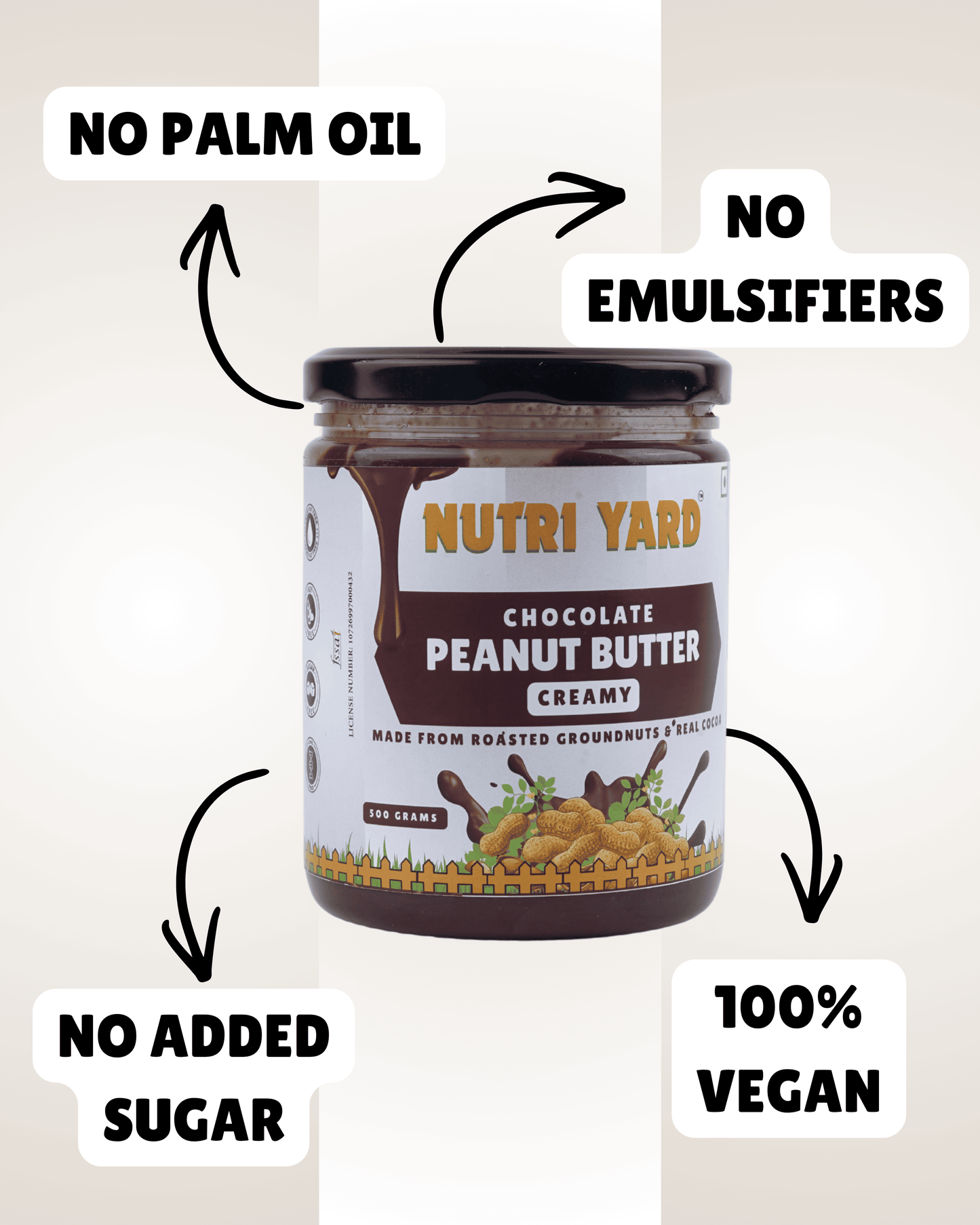 Nutri Yard Chocolate Peanut Butter Creamy - 500gm