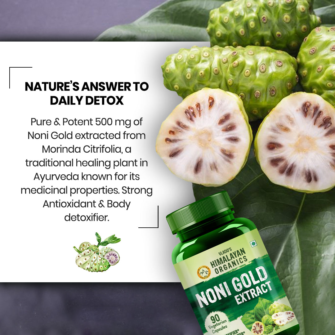 Vlado's Himalayan Organics Noni Gold Extract Body Detoxifier Supplement - 90 Veg Capsules