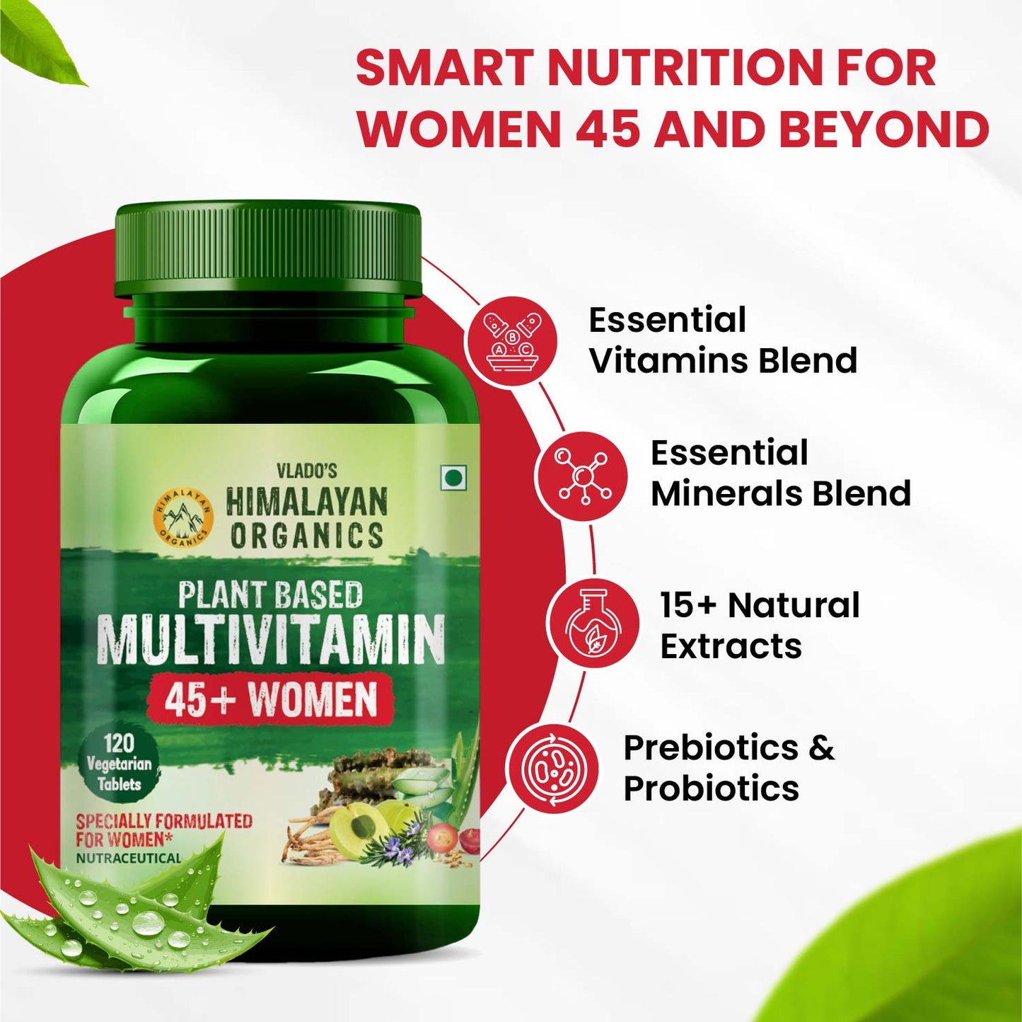 Vlado's Himalayan Organics Plant Based Multivitamin Women 45+ - 120 Veg Tablet