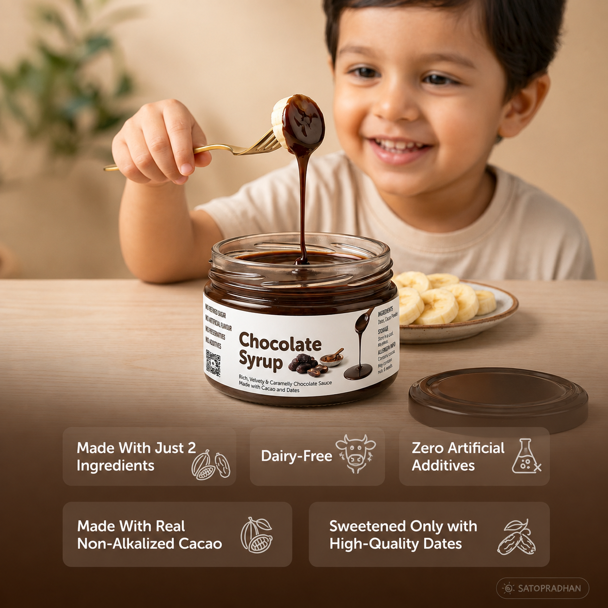 Chocolate Syrup 200g | Date-Sweetened Chocolate Sauce with Real Cacao | No Refined Sugar, No Artificial Flavours