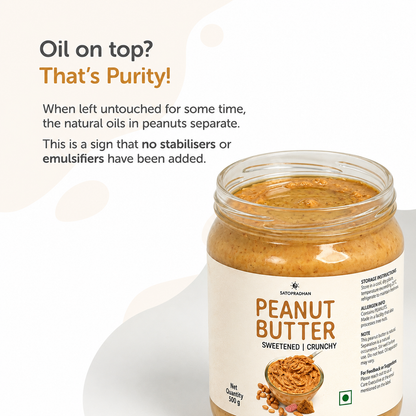 Crunchy Peanut Butter with Jaggery 500g - No Refined Sugar - No Palm Oil - Natural Spread