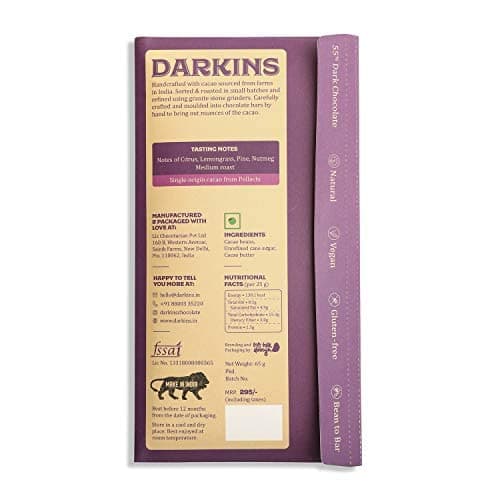 Darkins Dark Chocolate 55% Dark Cacao Chocolate 70% Dark With Roasted Almonds (65g Pack 2)