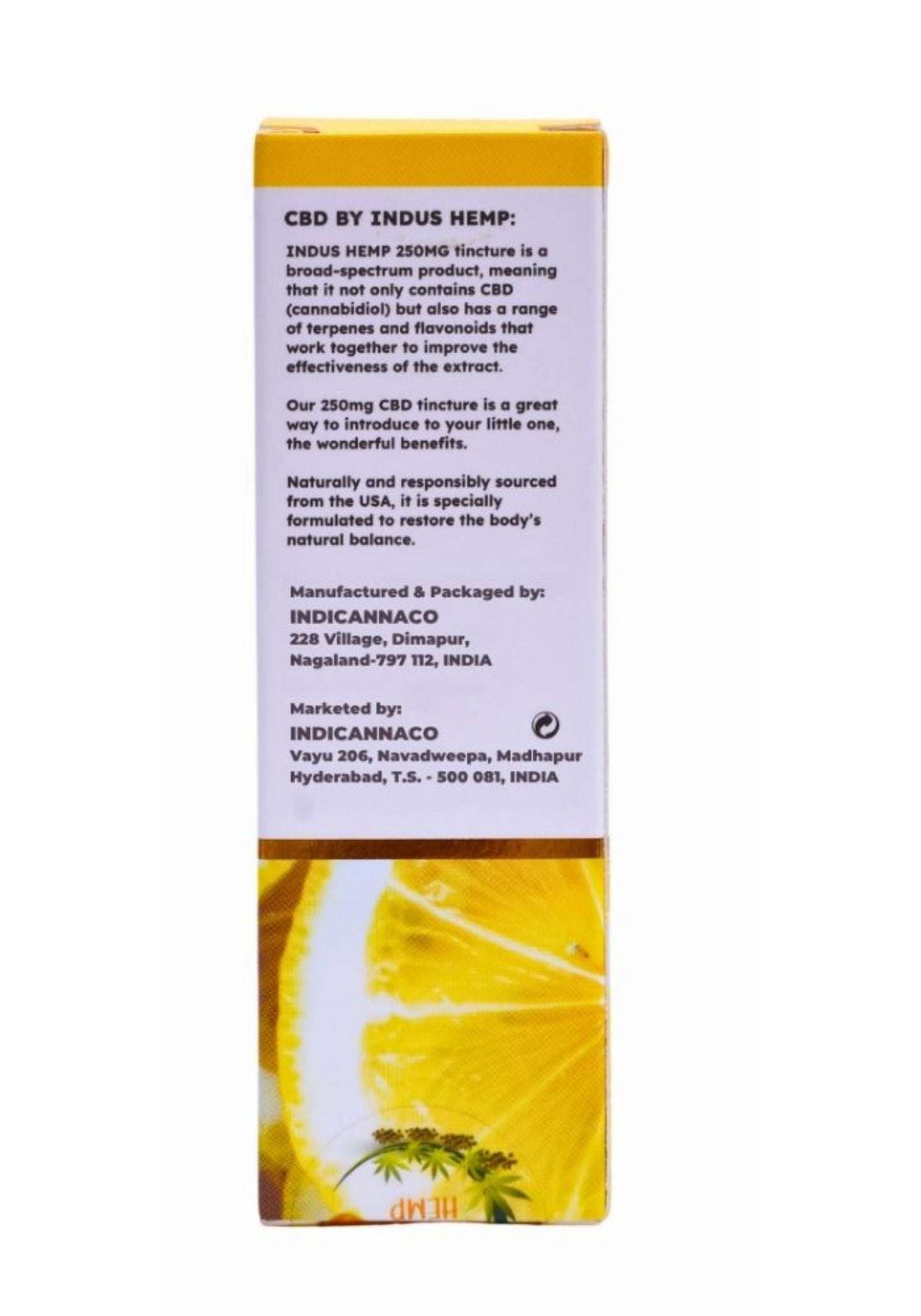 INDUS HEMP CANNA HEALTH CBD 250mg – Lemon Flavour 30ml