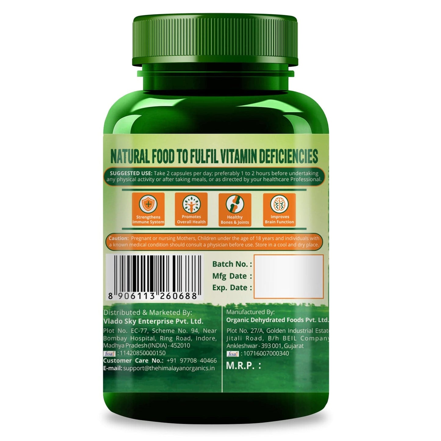 Himalayan Organics Plant Based Multivitamin with 60+ Extracts- 60 Vegetarian Capsules