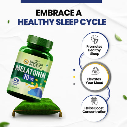 Vlado's Himalayan Organics Melatonin 10mg | Non-Habit Forming Supplement | 120 Veg Tablets