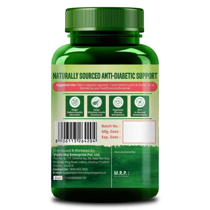 Himalayan Organics Diabetes Support Supplement | Helps Control Blood Sugar Levels | 100% Vegetarian (60 Capsules)
