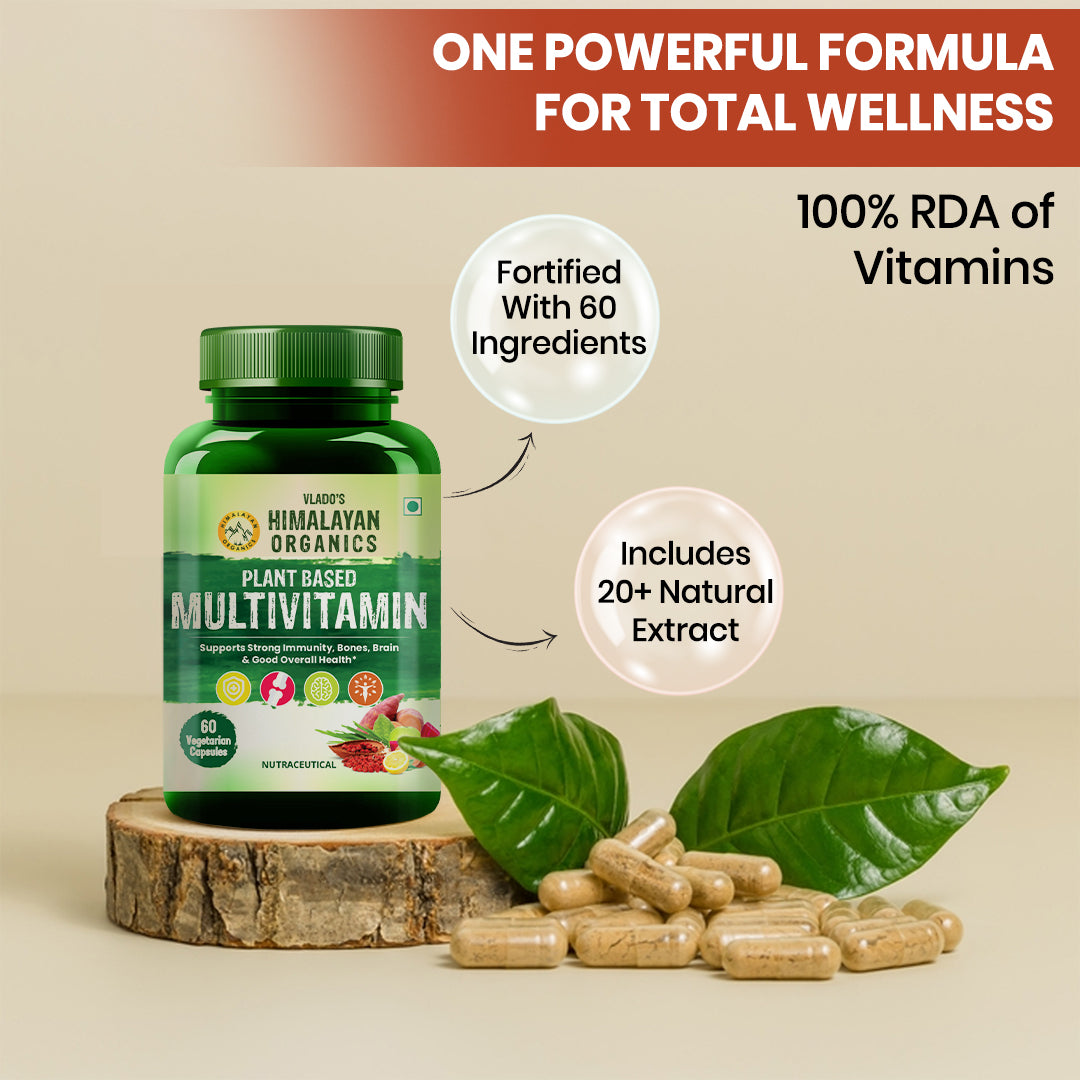 Vlado's Himalayan Organics Plant Based Multivitamin with 60+ Extracts- 60 Vegetarian Capsules