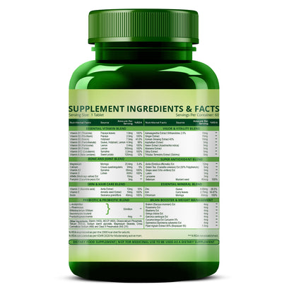 Vlado's Himalayan Organics Multivitamin with Probiotics (60 Tablets) 60 Ingredients for Men & Women with Vitamin C, D, E, B3, B12, Zinc, Giloy & Biotin