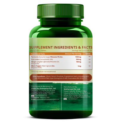 Vlado's Himalayan Organics Curcumin With Biopiperine 1500mg Tablets With 95% Curcuminoids Supplements 90 Veg Tablets