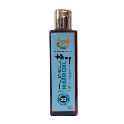 INDUS HEMP MIRACLE HEMP HAIR OIL WITH TEA TREE OIL AND EUCALYPTUS OIL, 200ML