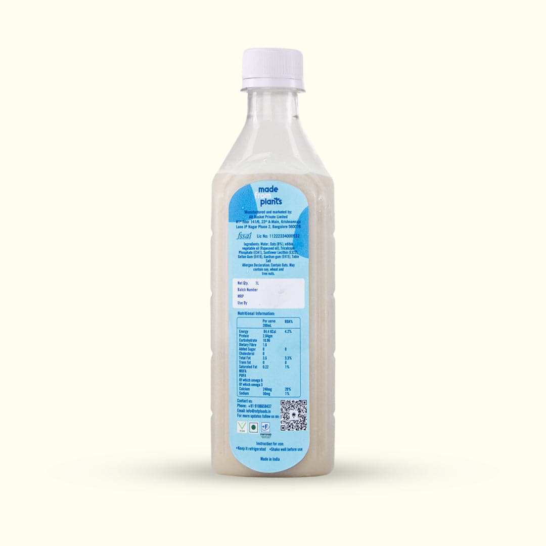 Made From Plants Classic Oat Drink 500mL/1L (Fresh- 4 day shelf life) (Unsweeetened) - Bengaluru Only