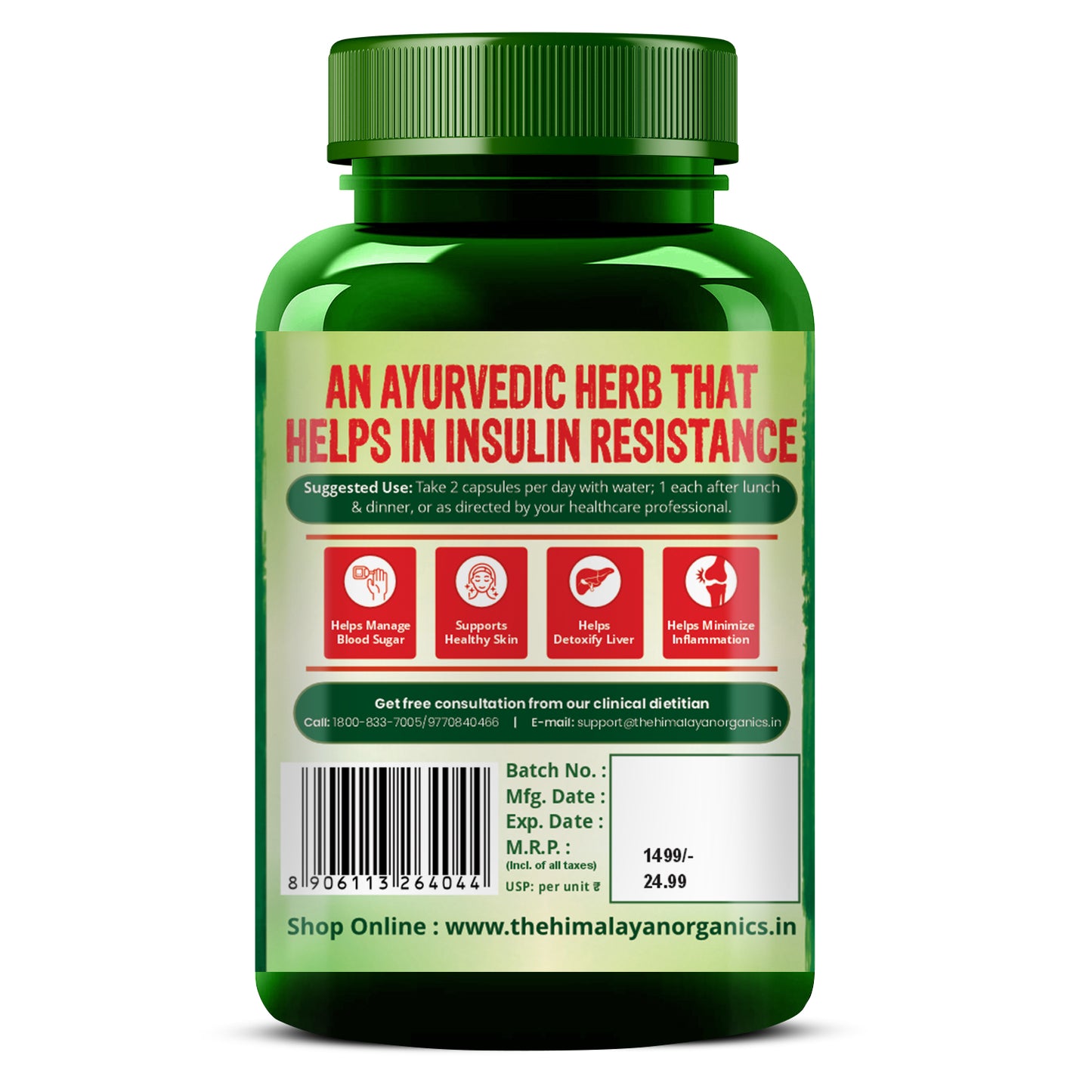 Vlado's Himalayan Organics Berberis Aristata Berberine 95% with Milk Thistle for 2X Liver Support - 60 Veg Capsules