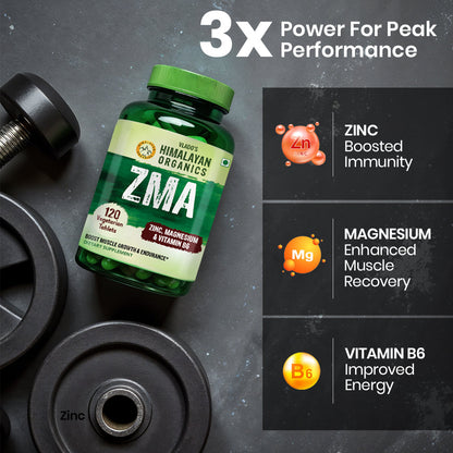 Vlado's Himalayan Organics ZMA Supplement with Zinc, Magnesium Aspartate & Vitamin B6 | Plant-Based Formula | 120 Veg Tablets