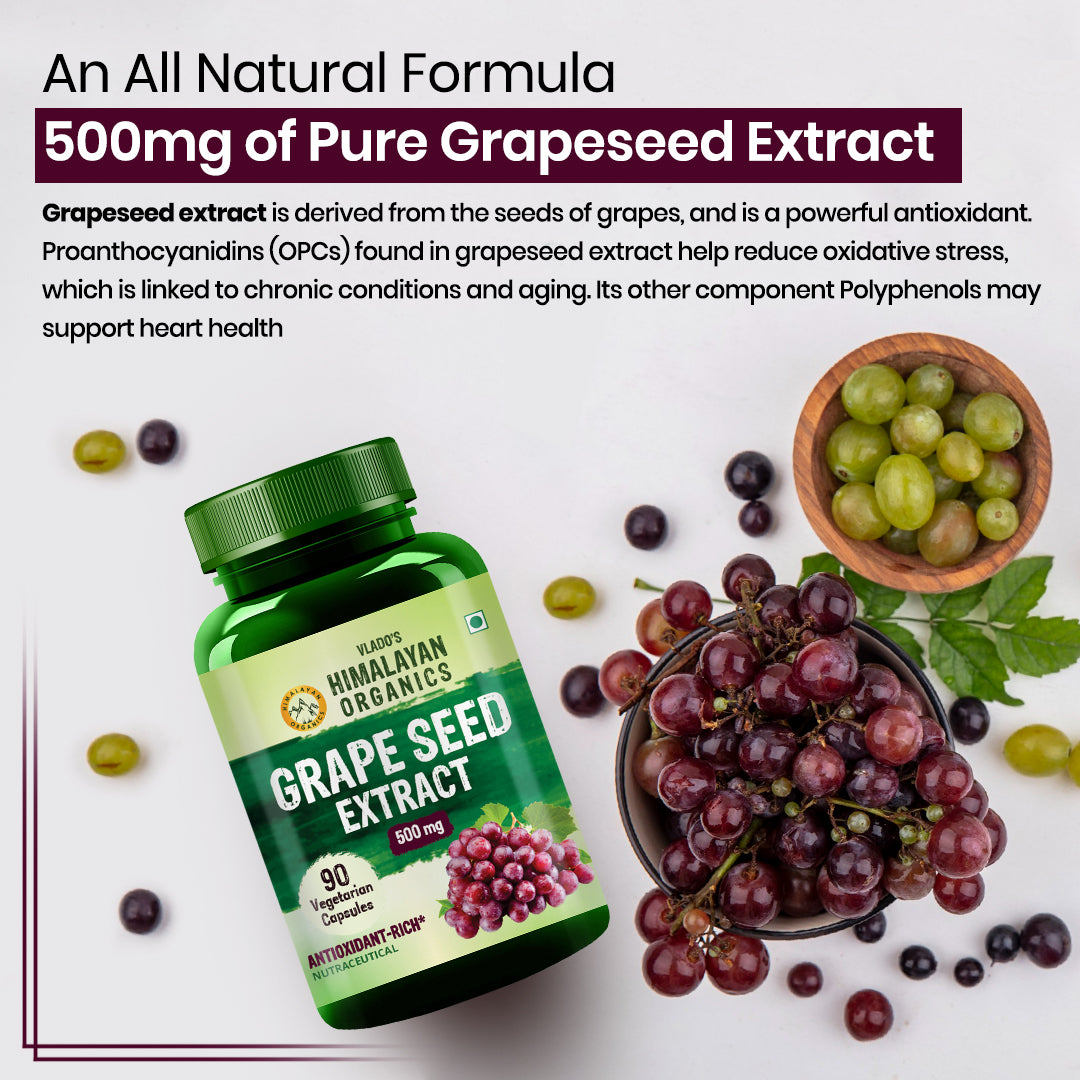 Vlado's Himalayan Organics Grape Seed Extract 500mg/Serving 90 Veg Capsules