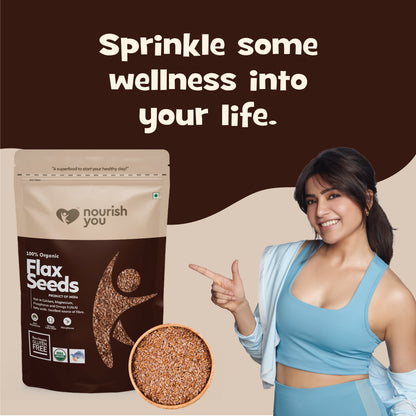 Nourish You Raw & Whole Flaxseeds 1Kg - Alsi Seeds | Whole Flax seeds for Hair Growth | Raw Seeds for Eating | Source of Iron & Dietary Fibre | Rich in Protein