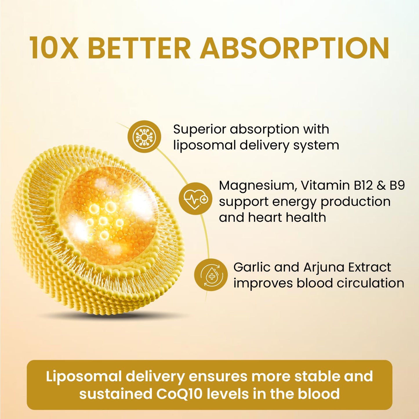 Vlado's Himalayan Organics Liposomal Coenzyme Q10 300mg+ with Magnesium, Vitamin B9 & B12, D-Chiro-Inositol, Garlic, Arjuna & Methyl Folate | High Absorption CoQ10 Ubiquinol Formula – 30 Capsules