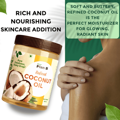 Plan B Refined Coconut Oil 850g – Pure & Premium | Neutral Aroma & Taste | Ideal for Cooking, Frying, Baking, Skin & Hair Care | Non-GMO, High Smoke Point