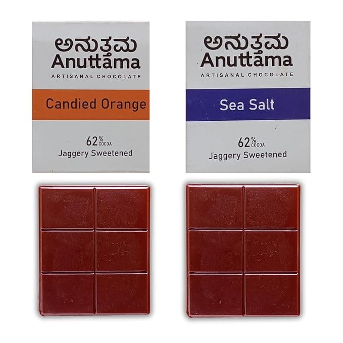 ANUTTAMA Assorted Dark Chocolate | 55% & 62% -70% Cocoa Combinations | Valentine Chocolate For Gift | Mini Chocolate Bar | Pack of 7 (20gm Each)