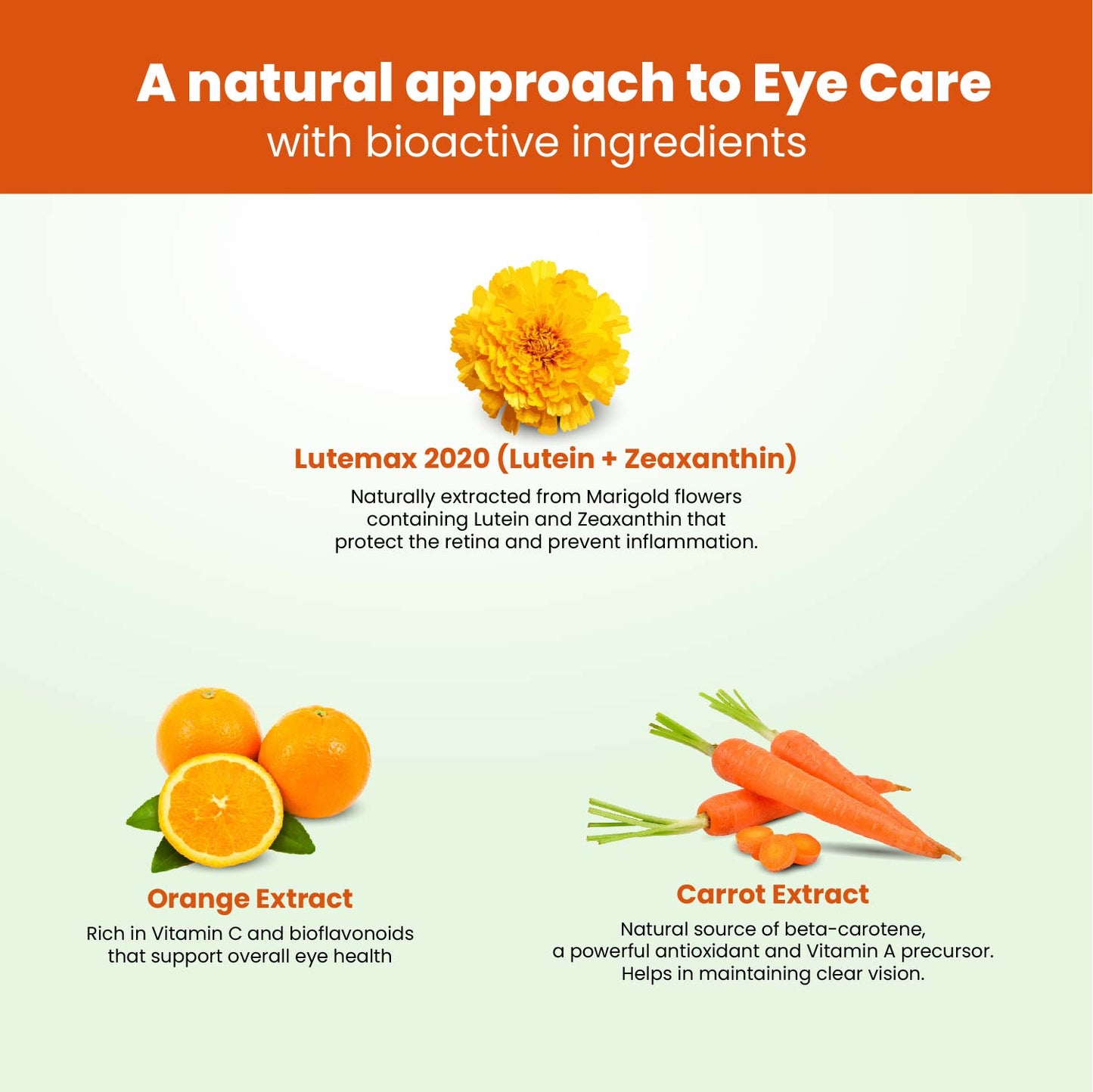 Vlado's Himalayan Organics Eye Care Supplement (Lutemax 2020, Orange Extract, Carrot Extract) - 60 Tablets