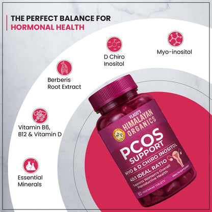 Vlado’s Himalayan Organics Plant-Based PCOS Support Supplement for Women with Myo-Inositol & D-Chiro-Inositol 40:1 Ratio – 60 Veg Tablets