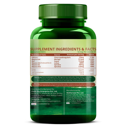 Vlado's Himalayan Organics Plant Based Calcium Magnesium Zinc D3 + K2 Supplement - 60 Veg Tablet