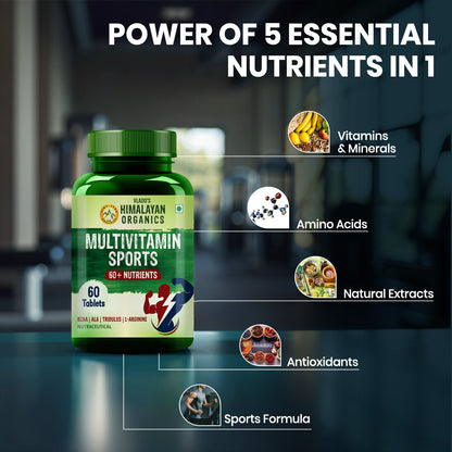 Vlado's Himalayan Organics Multivitamin Sports with 60+ Nutrients & 13 Blends | With Probiotics, Vitamins & Minerals | 60 Veg Tablets