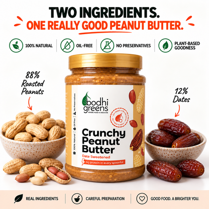 Bodhi Greens Crunchy Peanut Butter | Date Sweetened | 1kg