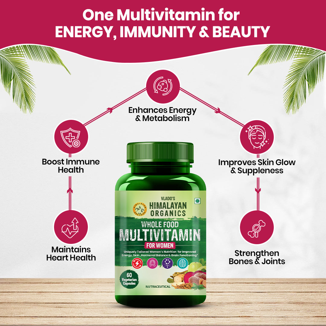 Vlado's Himalayan Organics Whole Food Multivitamin for Women || 60 Veg Capsules