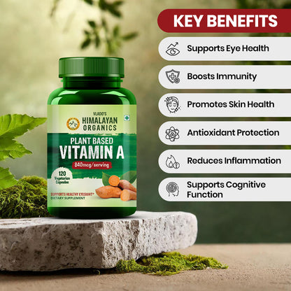 Vlado's Himalayan Organics Plant-Based Vitamin A Supplement | Sourced from Sweet Potato & Triphala | 120 Veg Capsules