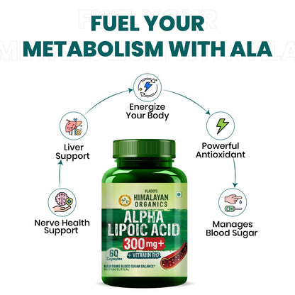 Vlado's Himalayan Organics Alpha Lipoic Acid 300mg | Antioxidant Supplement | 60 Veg Capsules