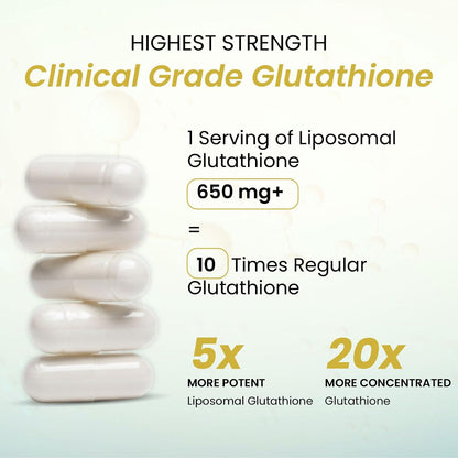 Vlado's Himalayan Organics Liposomal Glutathione 650mg+ with N-Acetyl L-Cysteine, Vitamin C & B12 | Advanced Liposomal Formula for High Absorption – 30 Veg Capsules