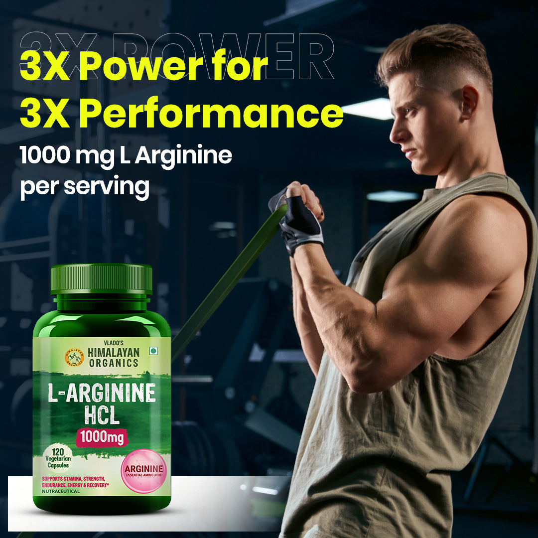 Vlado's Himalayan Organics L-Arginine 1000 mg with Chromium Picolinate | 120 Veg Capsules | Plant-Based Supplement for Daily Wellness