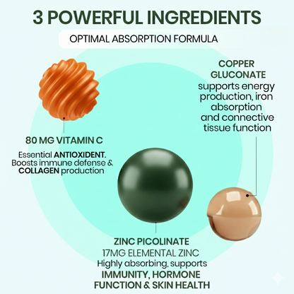 Vlado's Himalayan Organics Zinc Picolinate with Vitamin C & Copper | Zinc Supplement with 17 mg Elemental Zinc | 120 Vegetarian Capsules