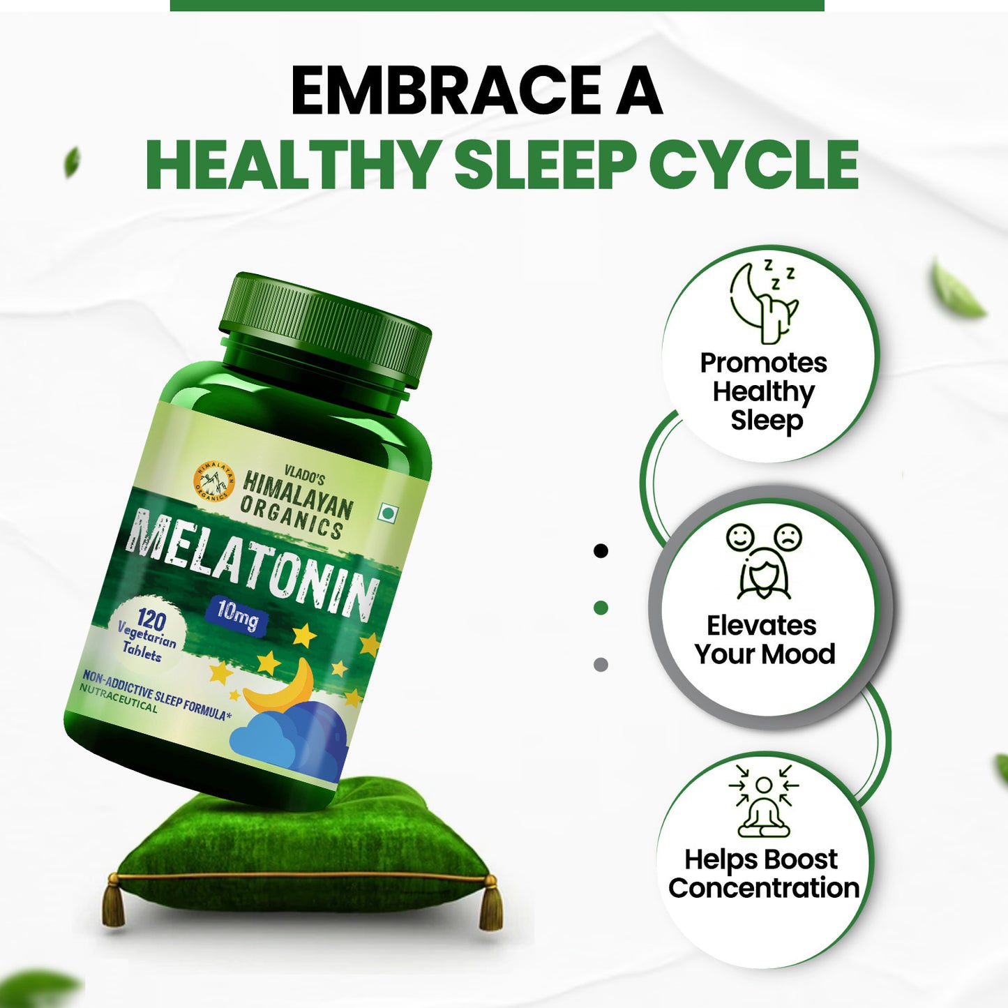 Vlado's Himalayan Organics Melatonin 10mg (Healthy Sleep Cycle) - 120 Tabs