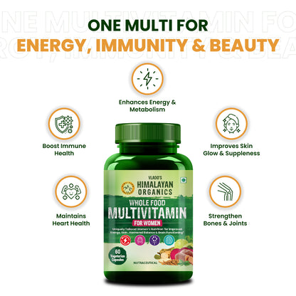 Vlado's Himalayan Organics Whole Food Multivitamin for Women || 60 Veg Capsules