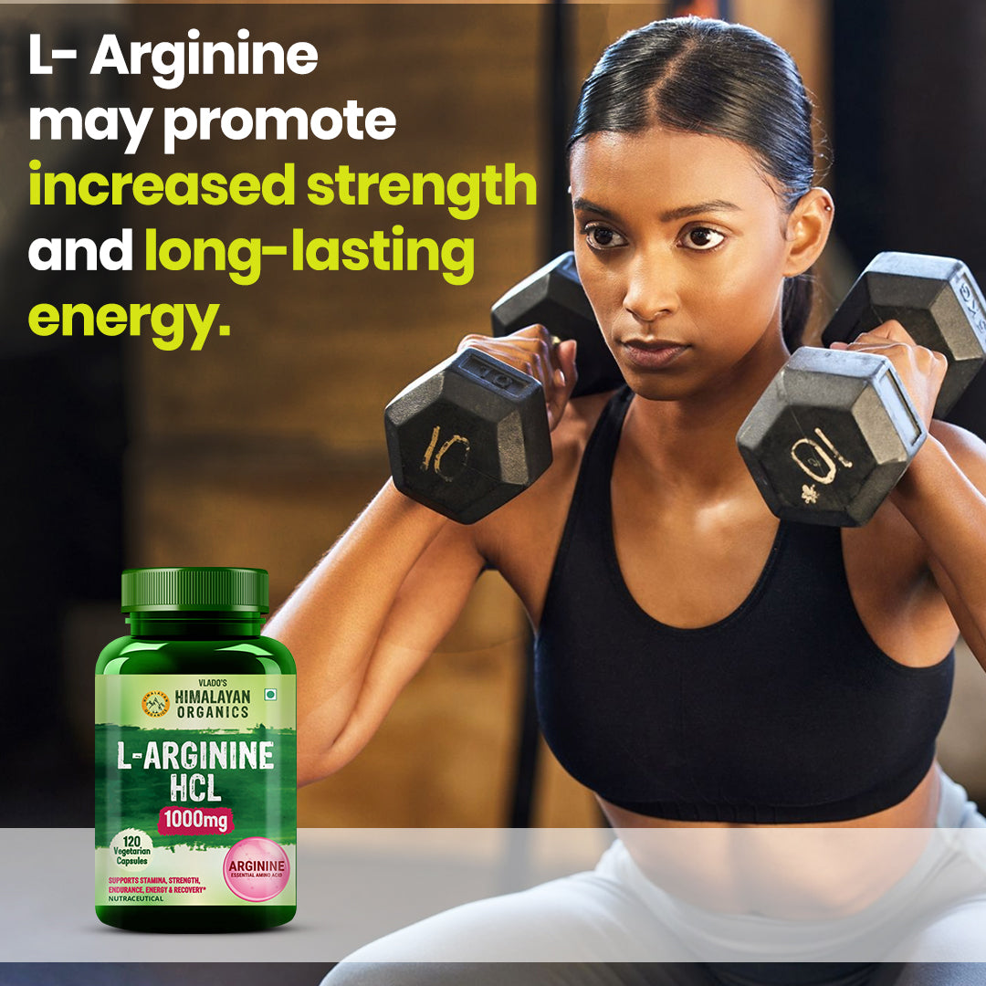 Vlado's Himalayan Organics L-Arginine 1000 mg with Chromium Picolinate | 120 Veg Capsules | Plant-Based Supplement for Daily Wellness