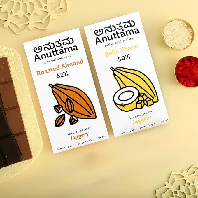 ANUTTAMA Chocolates Gift Pack | 50%-62%-80% Cocoa | Birthday | Best Wishes | Valentine's Day | Assorted Chocolate Bars | Chocolates Gift Pack Hamper | (50gm x 4)