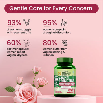 Vlado’s Himalayan Organics Vaginal Probiotics for Women | With Lactobacillus & Prebiotics | Supports Intimate pH Balance | 10 Billion CFU | 60 Veg Capsules