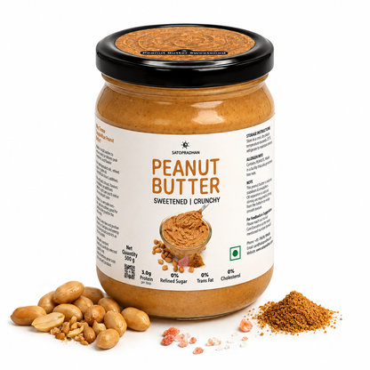 Crunchy Peanut Butter with Jaggery 500g - No Refined Sugar - No Palm Oil - Natural Spread