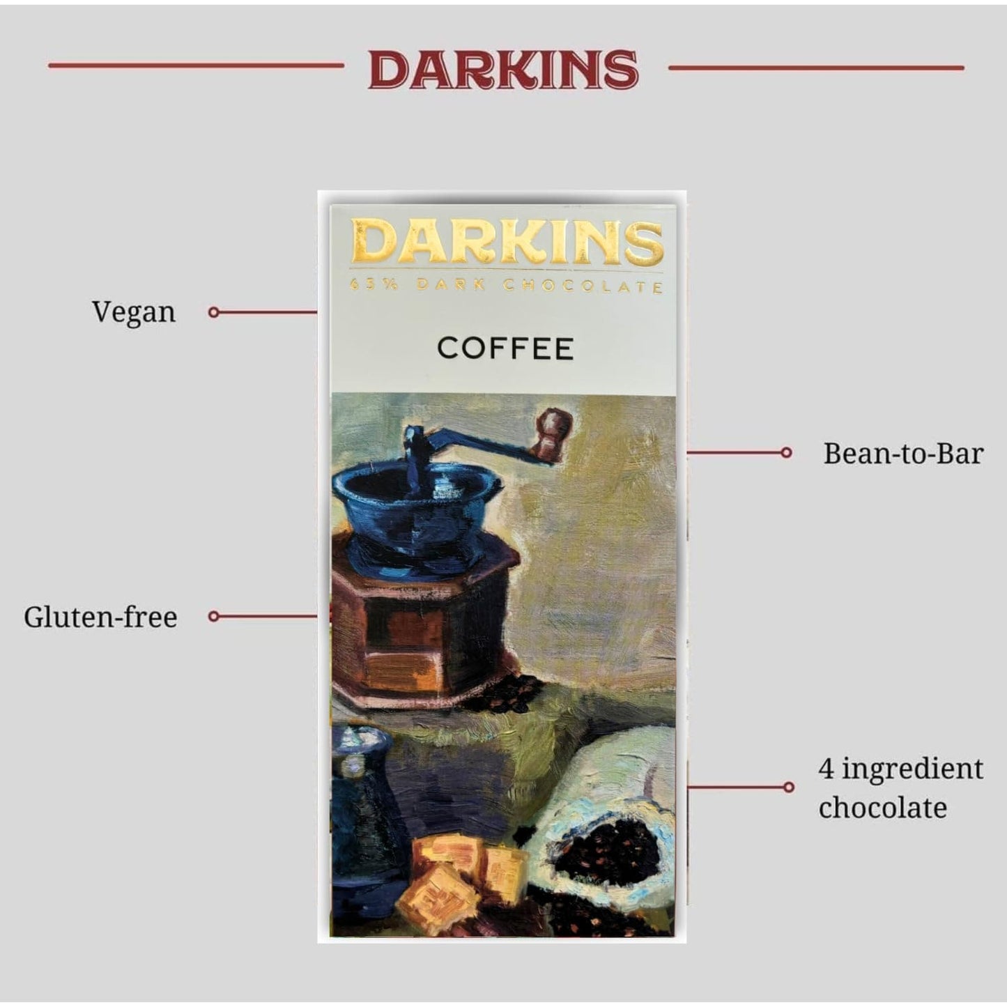 DARKINS 65% Coffee Dark Chocolate | Dark With Coffee | Dark Chocolate bar 3x50gm| 50g Each Pack of 3