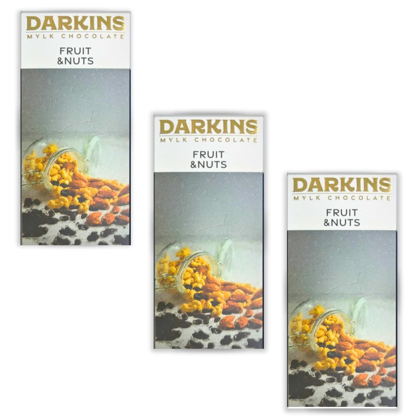 Darkins Vegan Mylk Fruit & Nuts Chocolate | Unrefined Cane Sugar | 50 Gm Each Pack Of 3