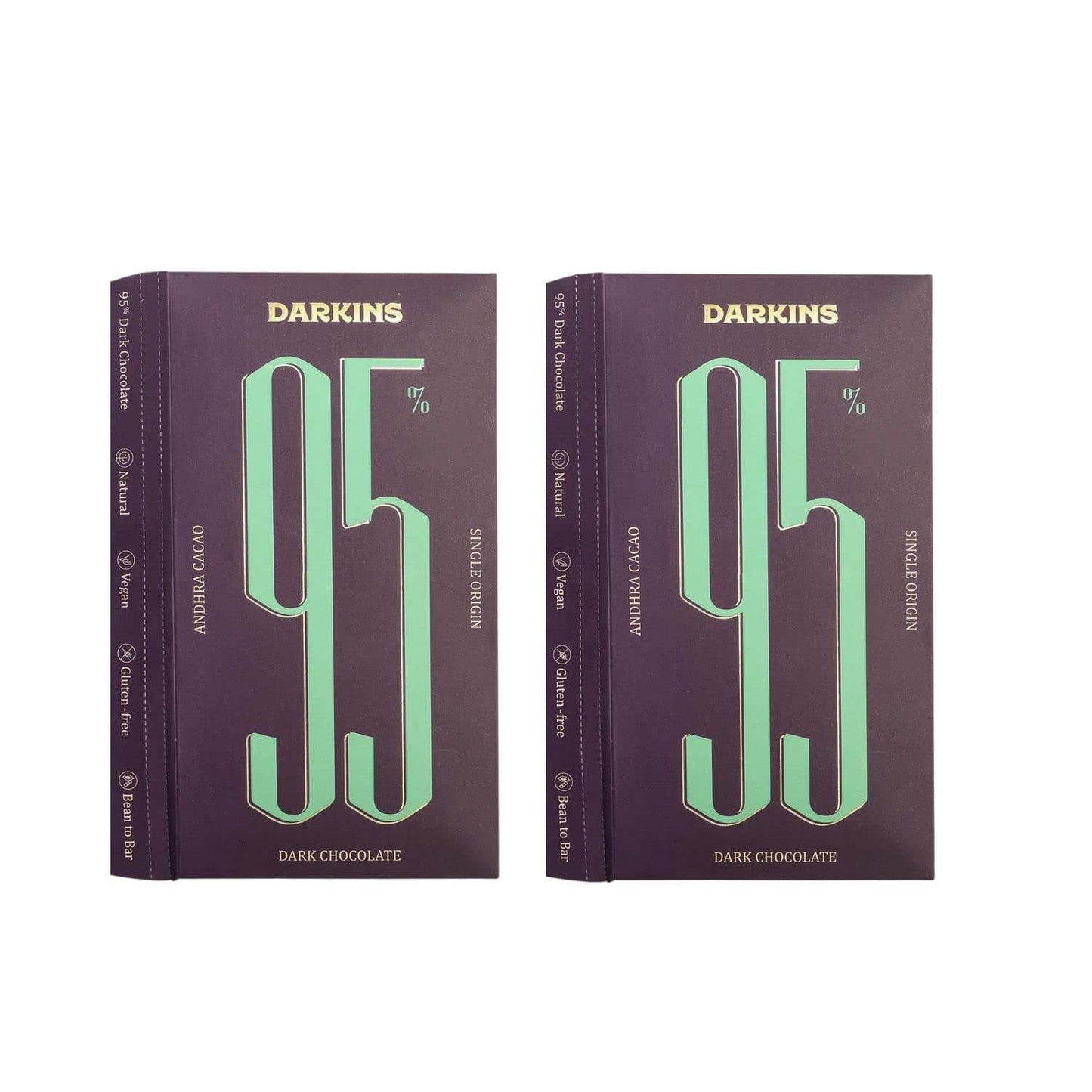 DARKINS 95% Dark Chocolate Single Origin | 95% Dark Andhra Cacao | 65 GM Each Pack of 2